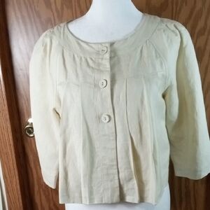 AUGUST SILK Women's Cream Button-Up Jacket, Cottage Core, Classic, Elegant